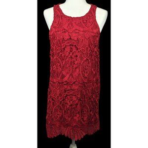 Lovers + Friends Caspian Red Lace Shift Dress Size Large
